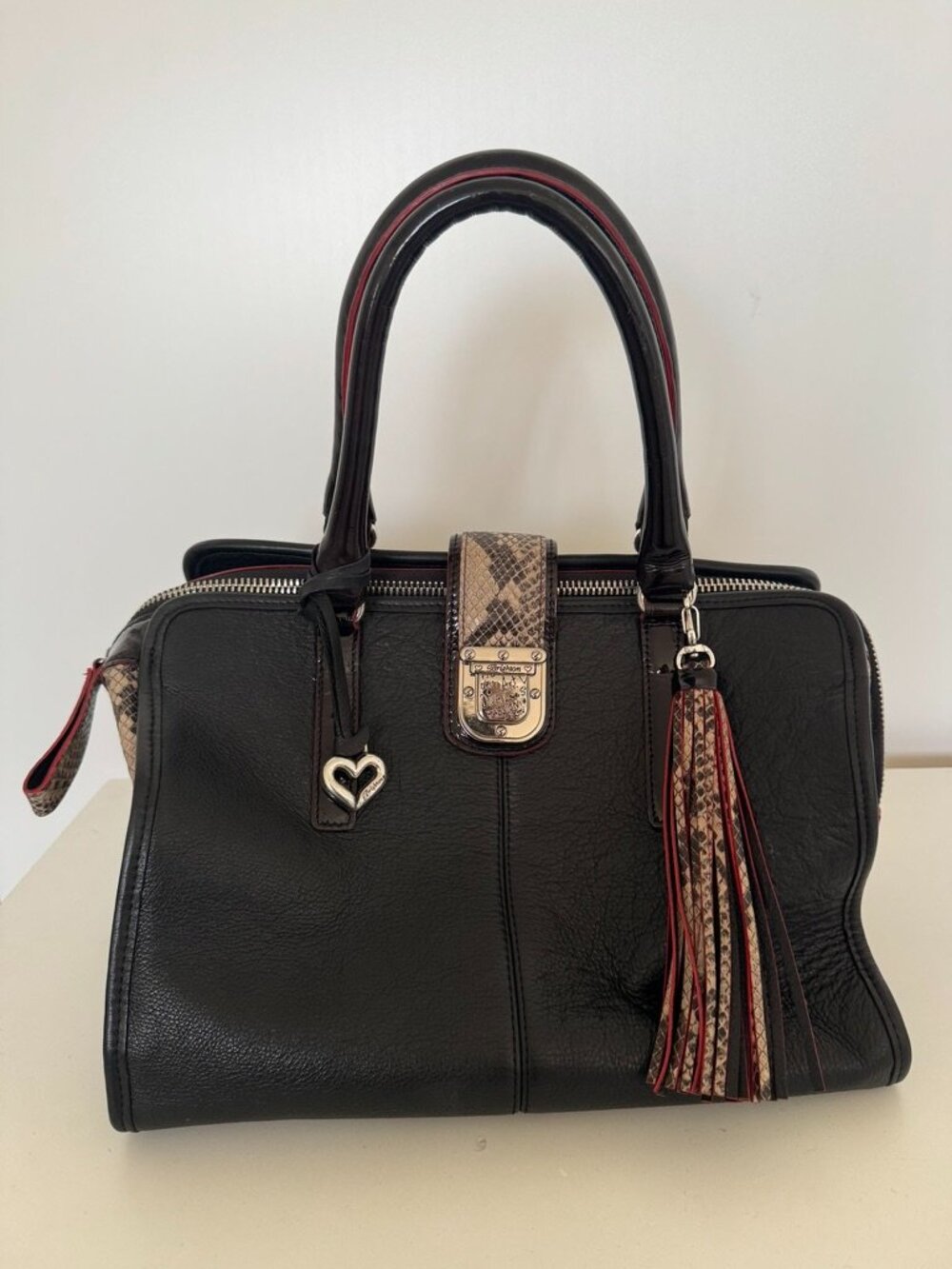Brighton Queen of Love Satchel | Black & Snakeskin - Picture 3 of 10